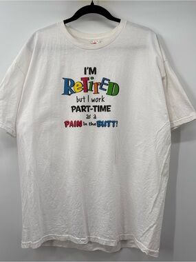 White Graphic Short-Sleeve Tee - "I'm Retired" Multicolor Print